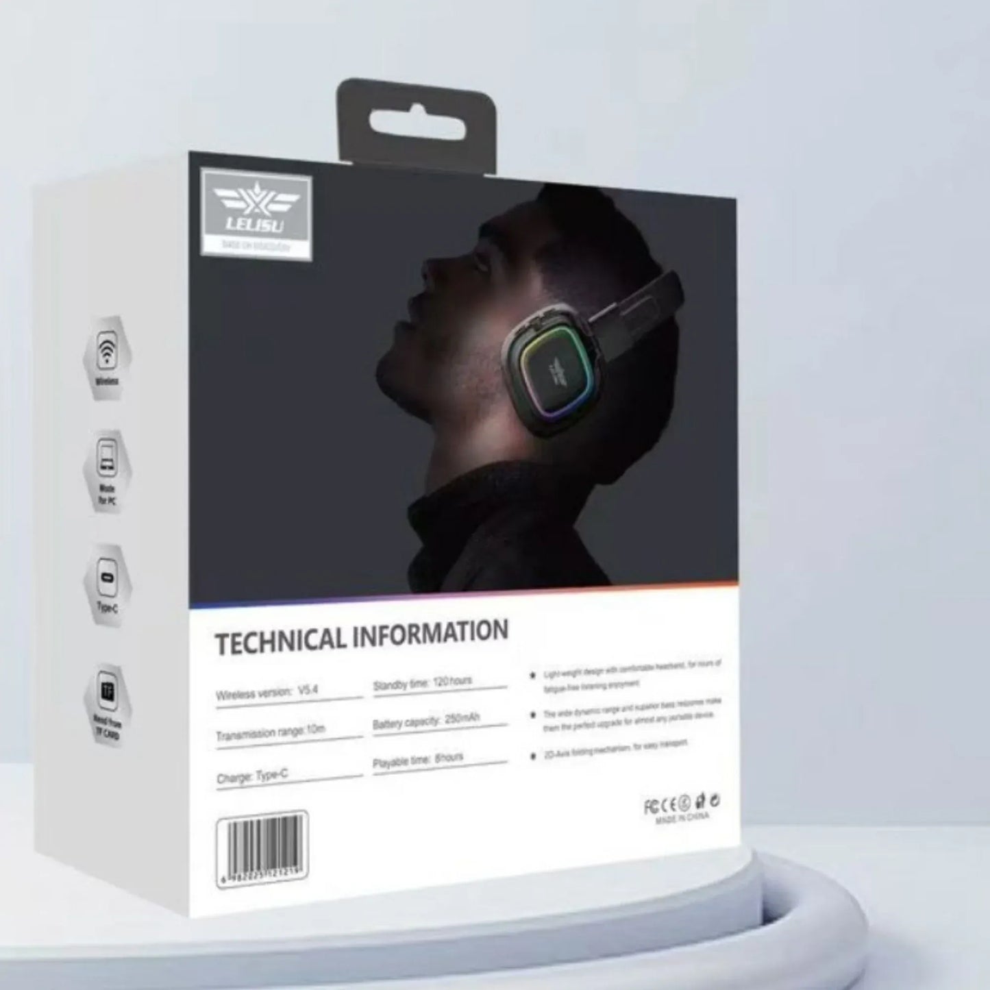 Lelisu LS-258 Wireless Bluetooth Headphones with LED Lights