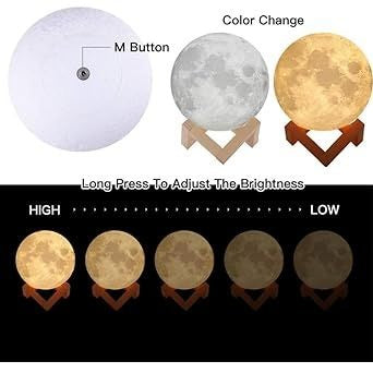 Touch Sensor 3D Moonlight Lamp for Bedroom 7 Colors USB Rechargeable