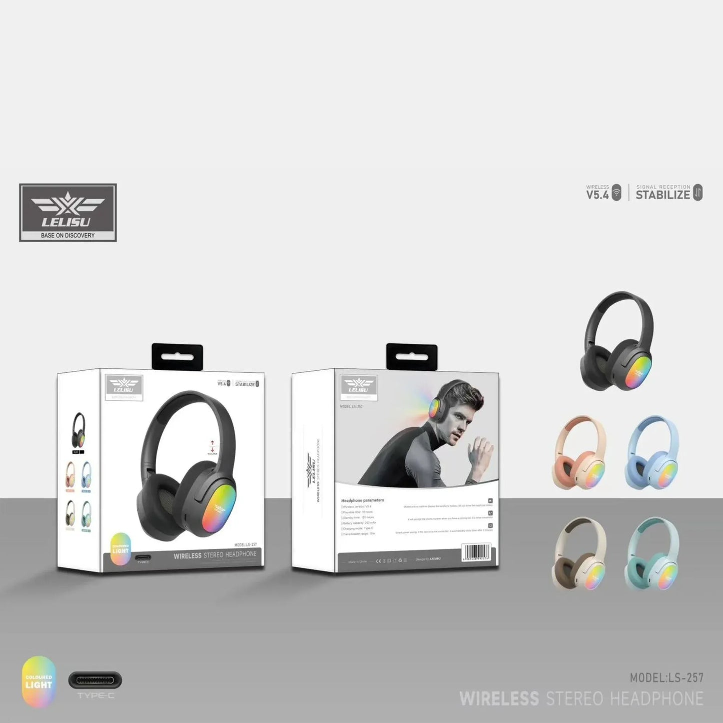 Lelisu LS-257 Wireless Stereo Headphones | Bluetooth & LED Lights