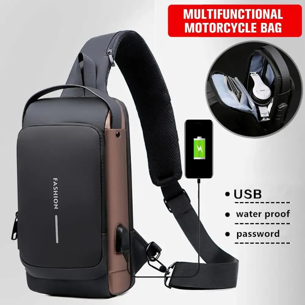 Men's Anti-Theft Chest Bag with Password Lock & WaterProof
