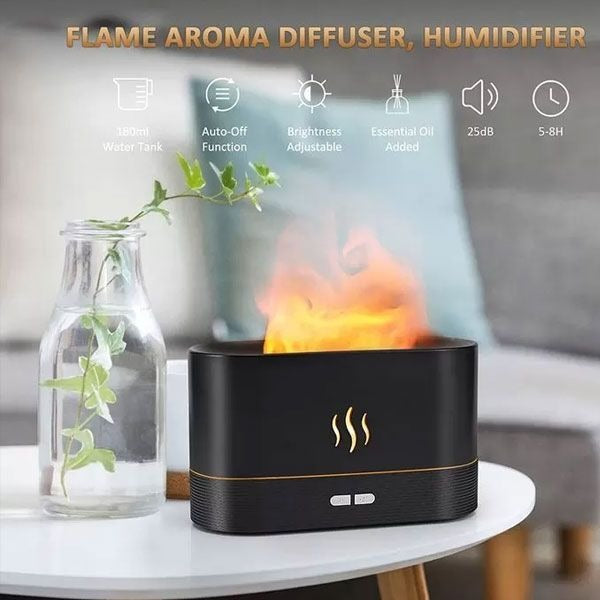 Mini Flame Humidifier & Aroma Diffuser for Home & Office
