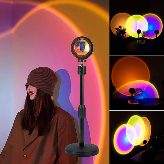 Sunset Lamp-16-Color Remote Control| Rotatable RGB LED Projector for Room & Selfie Décor